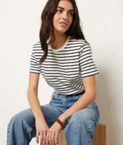 T-shirt à Rayures Manches Courtes