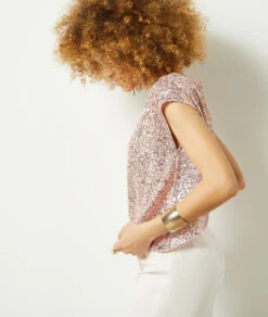 T-shirt Dos Nu à Sequins -Boutique De Mode Luxe 654052370 b