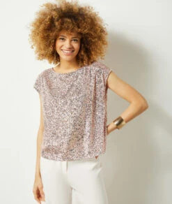 T-shirt Dos Nu à Sequins -Boutique De Mode Luxe 654052370 c