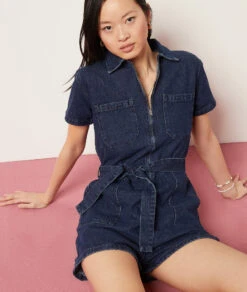 Combishort En Jean 100% Coton