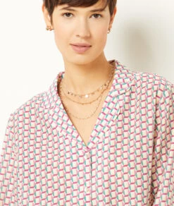 Chemise De Pyjama Satinée Imprimée -Boutique De Mode Luxe 654137539 b