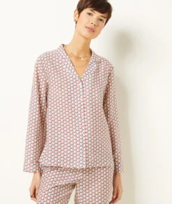 Chemise De Pyjama Satinée Imprimée -Boutique De Mode Luxe 654137539 c