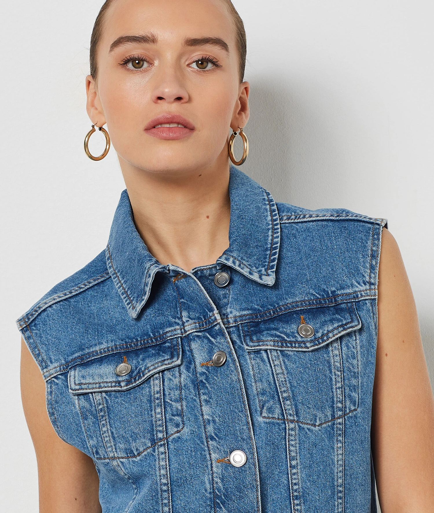 Veste En Jean Sans Manches 6 Veste En Jean Sans Manches – Image 4
